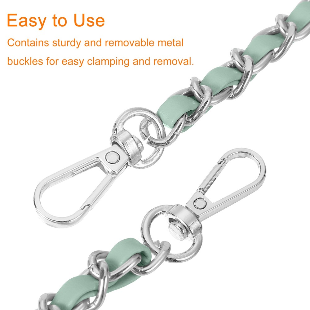 Purse Strap, 32" Leather for Shoulder Strap (Light Green, Silver)