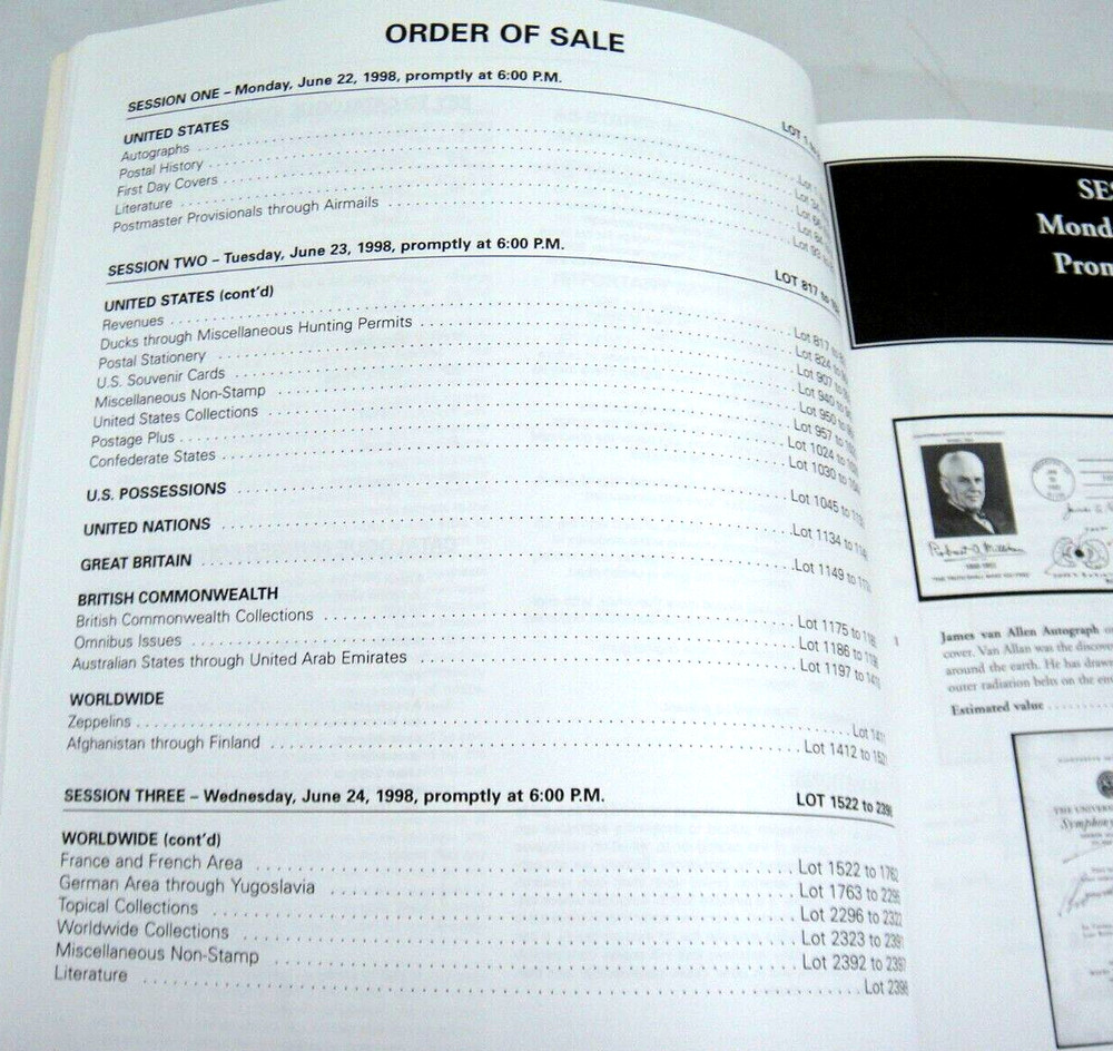 Superior 1998 Stamp Auction Catalog Autographs Provisionals Revenues Omnibus WW