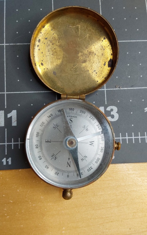 Made in Germany Hinged Folding Brass Compass