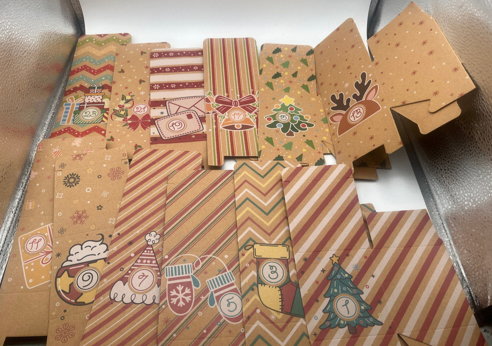 24 Mini Christmas Boxes Small Christmas Gift Boxes 2.75" square numbered advent