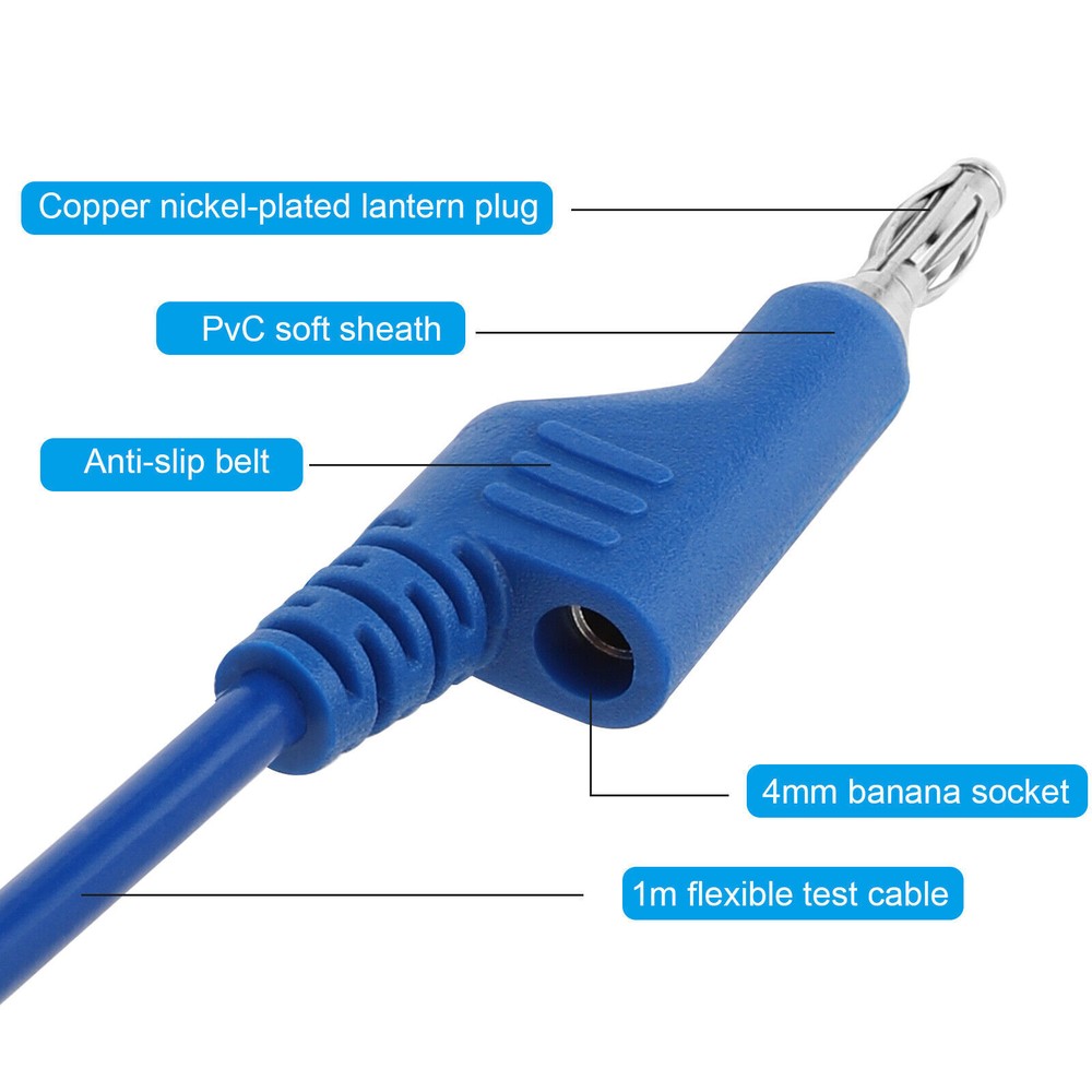 10Pack 1000V Stackable Banana To Banana Plug Test Lead Wire Cable For Multimeter