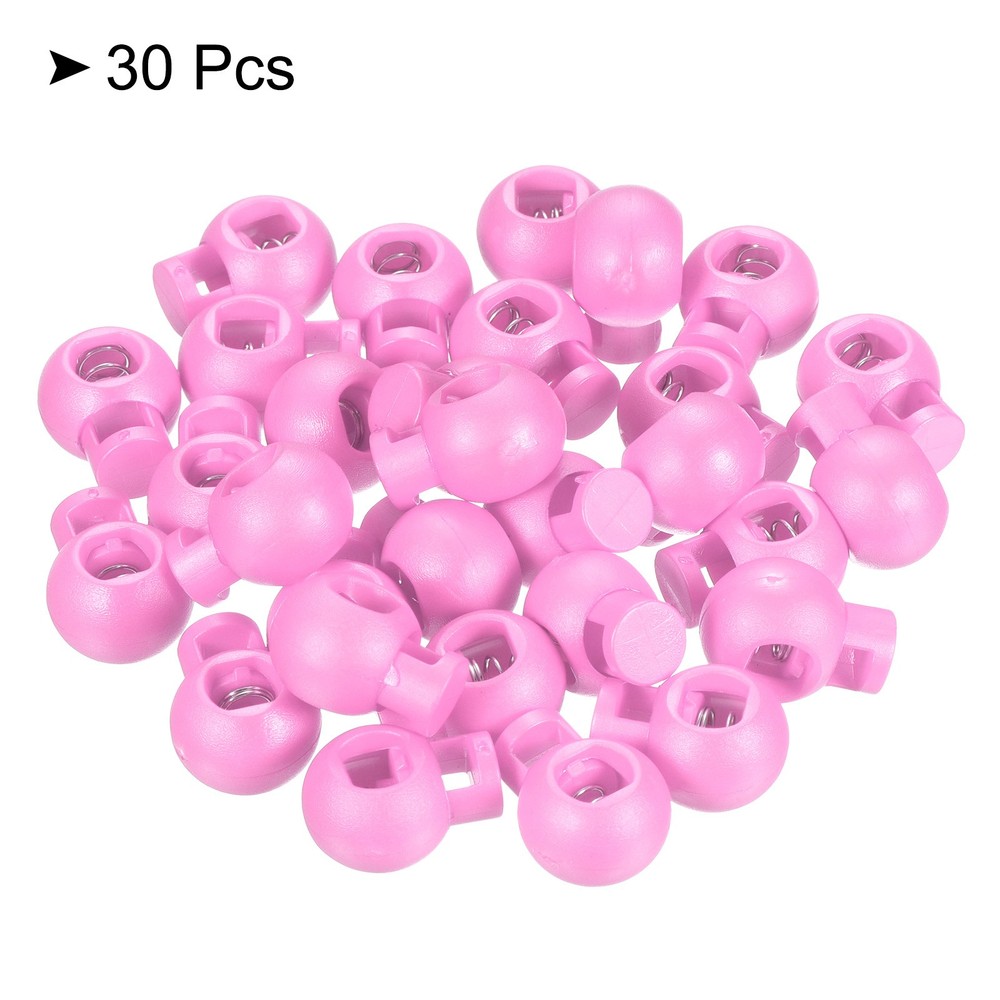Cord Locks, 30 Pack Ball Spring Toggle Stopper, Pink