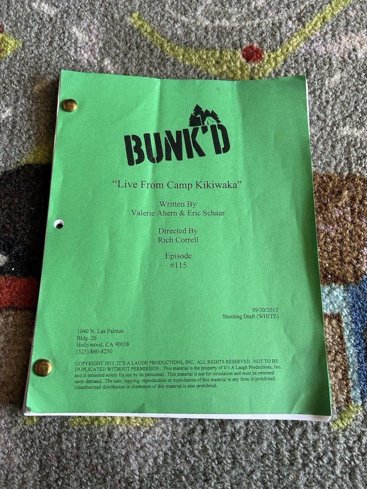 Bunk’d Disney Channel Original S1 Ep 15 Shooting Draft Script 2015