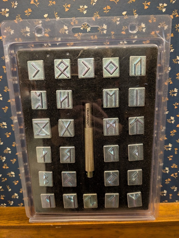 Craftool #8146 3/4" Alphabet Stamp Set Runic Celtic with Box