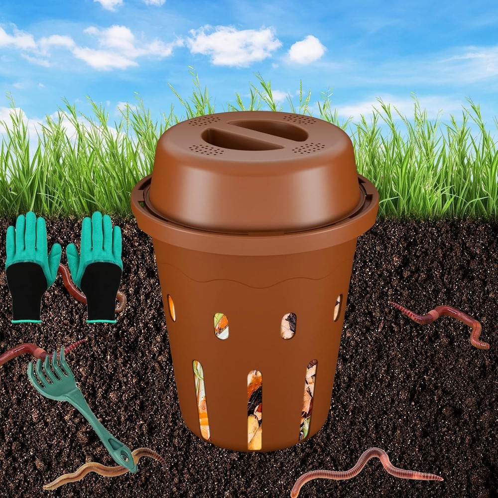 Underground Worm Composting Bin, Outdoor Mini Inground Worm Composter for Beginn