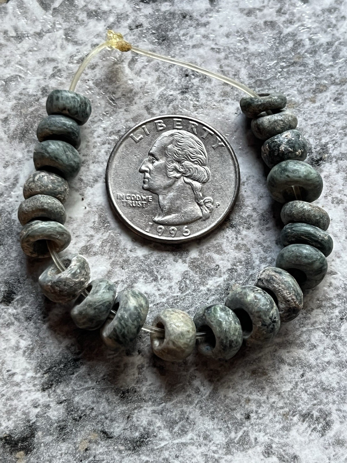 20 Jade Beads PreColumbian Ancient Artifacts Teotihuacan Mayan Free Shipping
