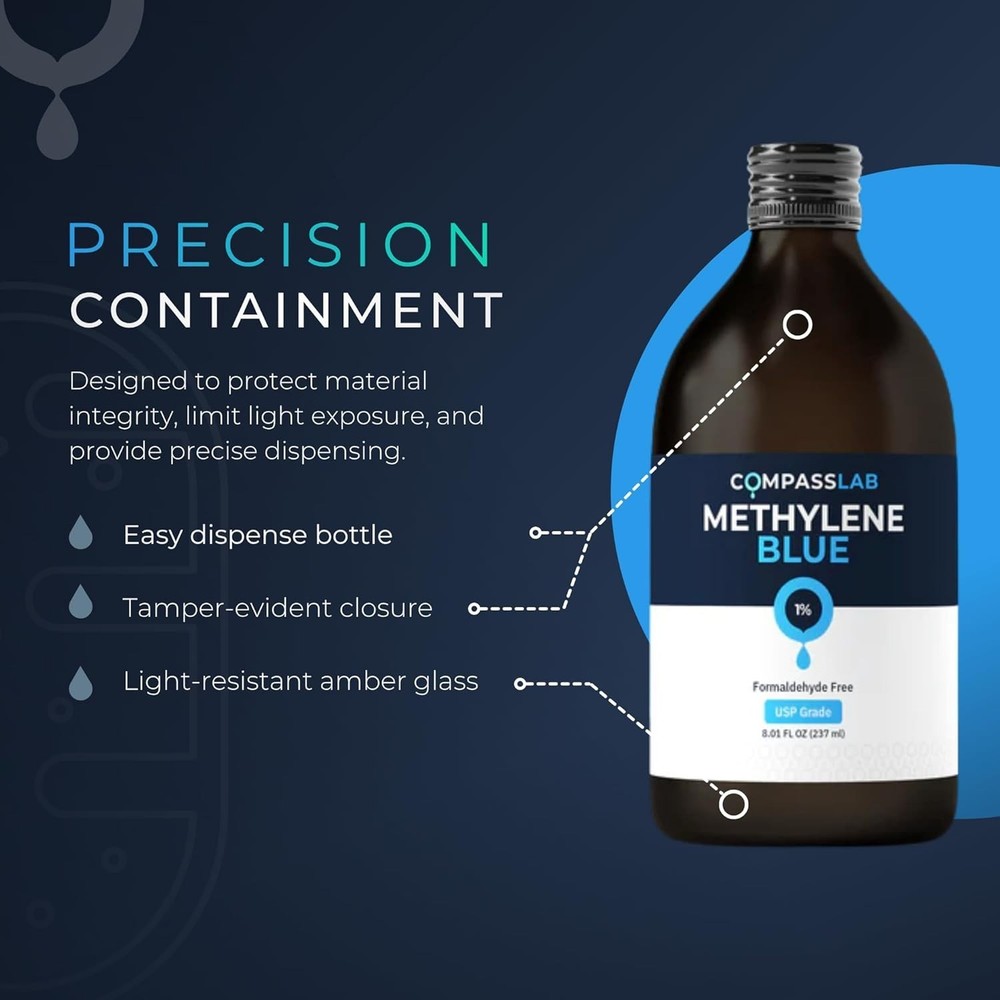 MB 1% Solution, 237 mL – Glass Bottle – Compass Laboratory