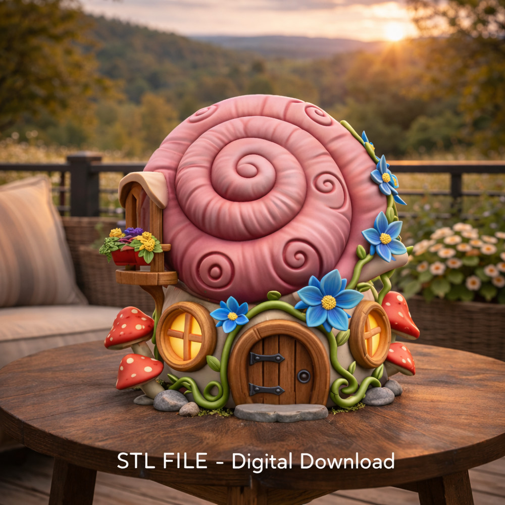 Enchanted Snail Shell Cottage STL File 3D Printable