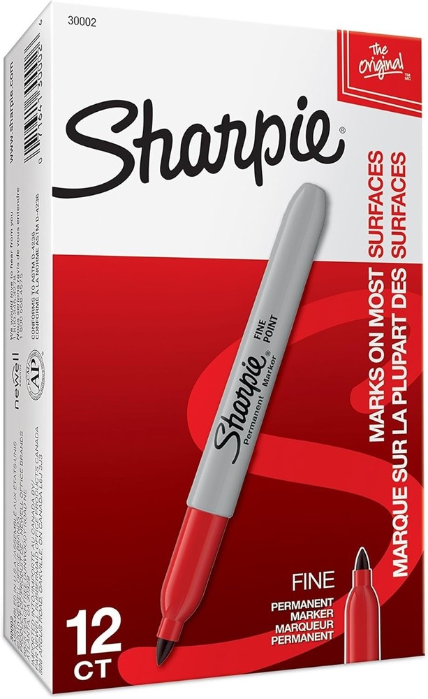 Permanent Markers, Fine Tip, Red, 12 Count - Office Supplies, Quick Drying, F...