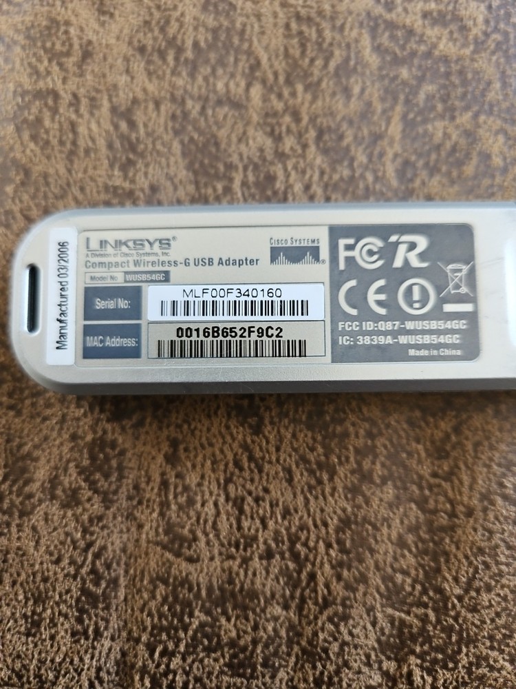Linksys/Cisco Systems WUSB54GC Compact Wireless-G USB Adapter