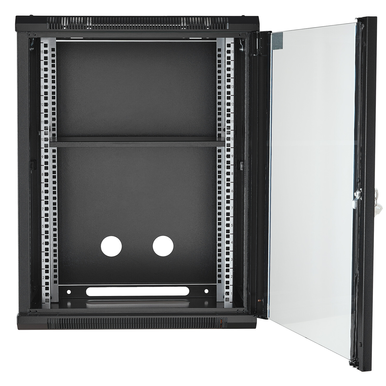 VEVOR 15U Wall Mount Network Server Rack Cabinet Enclosure 18'' Glass Door Lock