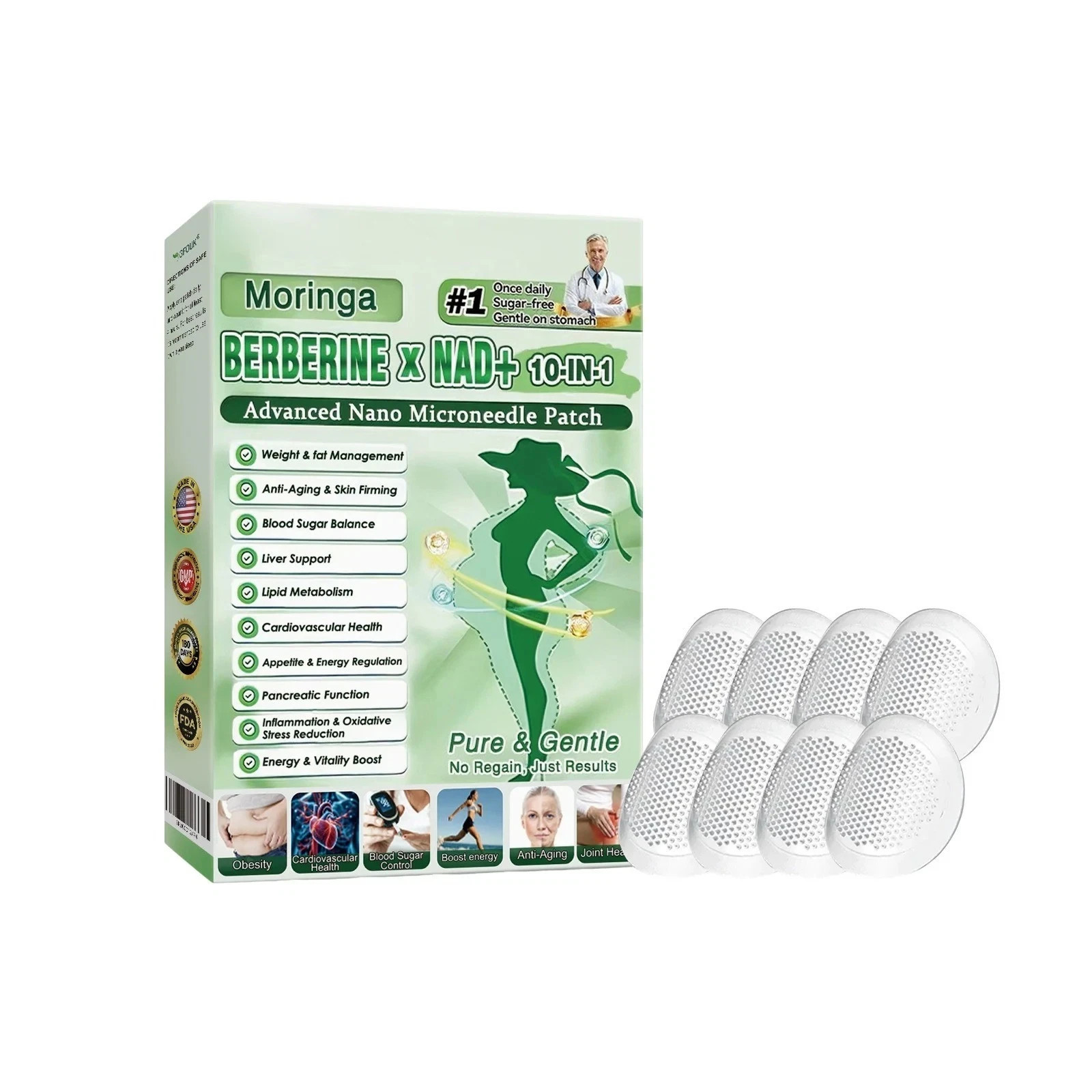 50% OFF Moringa Berberine x NAD+ 10-in-1 Advanced Nano Microneedle Patches New