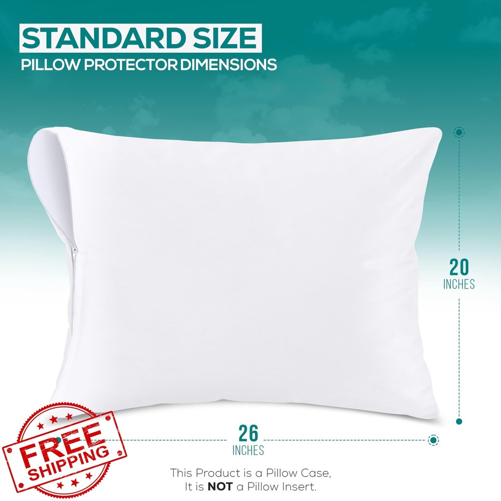 Utopia Waterproof Pillow Protector Standard Zipper 2 Pack White