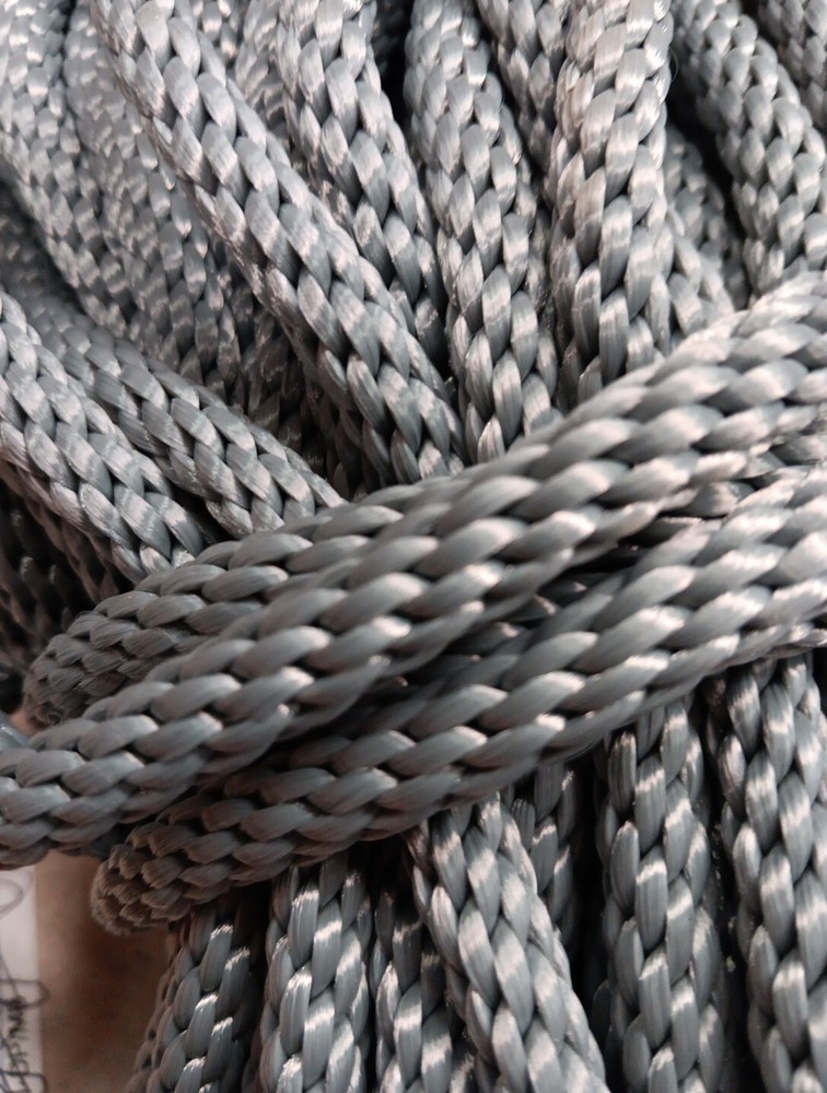 3/8” x 108ft. Solid Braid Polyester Rope. Made in USA. Light Gray