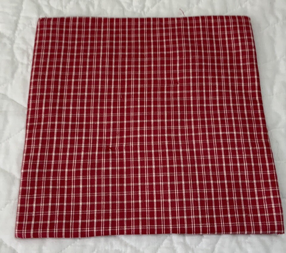 Vintage Antique Patchwork Table Topper, Nine Patch, Early Calicos, Red, White