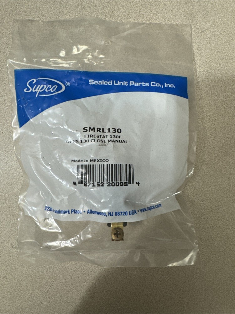 Supco SMRL130 FIRESTAT OPEN 130 CLOSE MANUAL