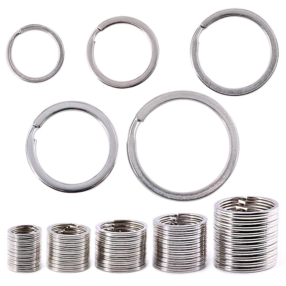 Swpeet 60 Pcs Assorted Multi-Purpose Metal Keychain Rings Split 25, Silver