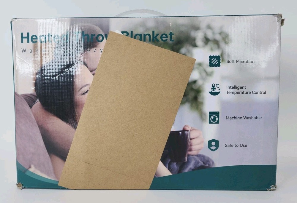 HYLEORY 50"x60" Green Microfiber Machine Washable Heated Throw Blanket