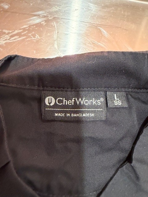 Chef Works Black Chef Jacket Short Sleeve Double Breasted Size Large