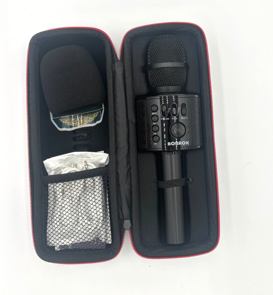 BONAOK Q37 Wireless Bluetooth Karaoke Microphone w/ Case Black