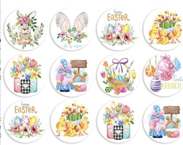 40 PCs Round 1 inch Happy Easter themed stickers party decorations env seals