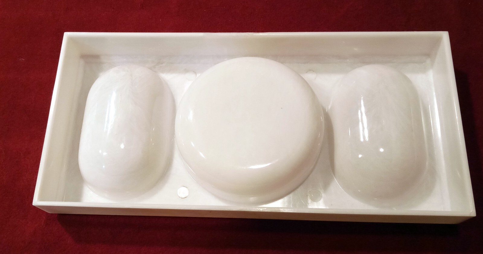 Vintage Mengel Furniture Change Coin Tray White Marble Look 8.25" jewelry holder