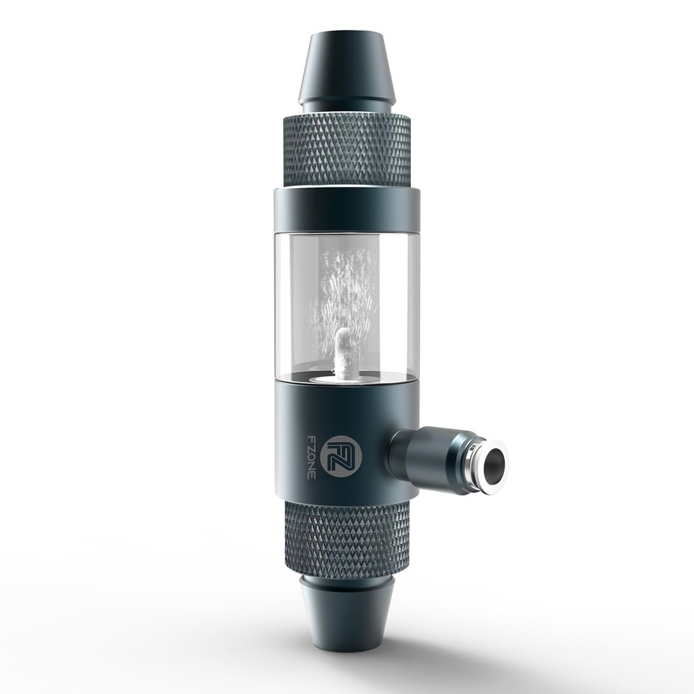 FZONE Aquarium Inline CO2 Diffuser, Fits Ø17mm – 5/8" ID Tubing, Silver