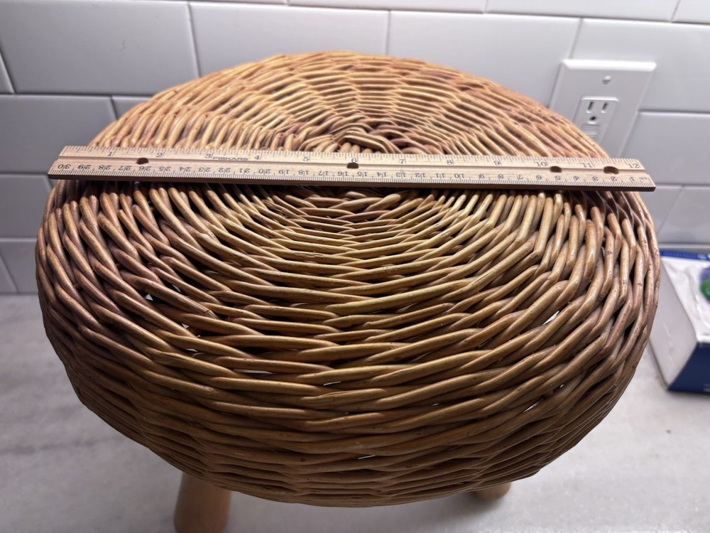 Vintage 3 Legged Wicker Tony Paul Attributed MCM Stool