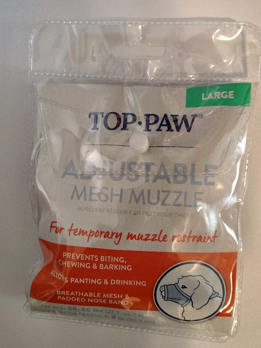 Top-Paw Adjustable Mesh Muzzle LARGE BLACK Dogs/Puppies 60-80 Lbs.