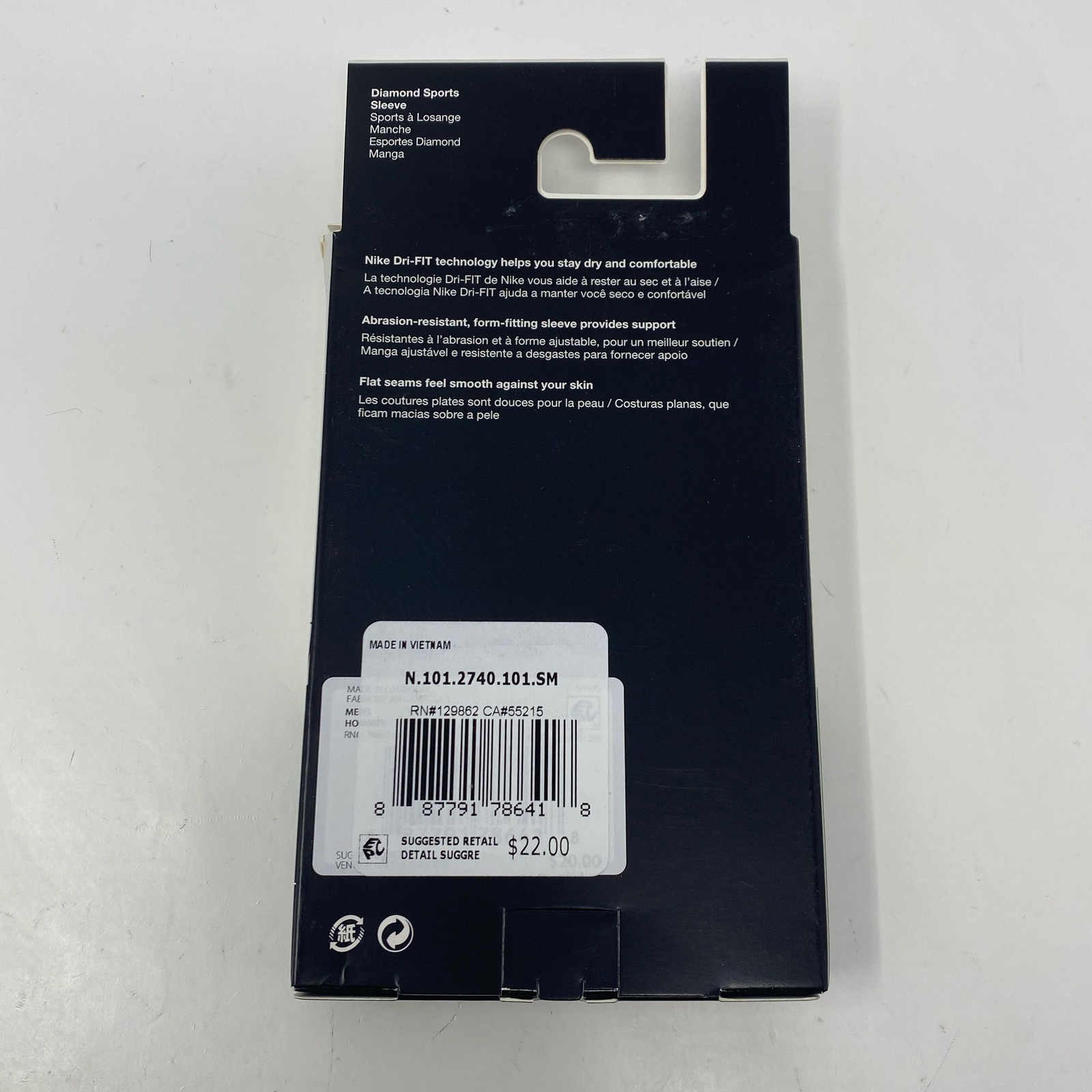 Nike Pro Dri-FIT Diamond Sports Arm Sleeve White S/M (Single Sleeve)