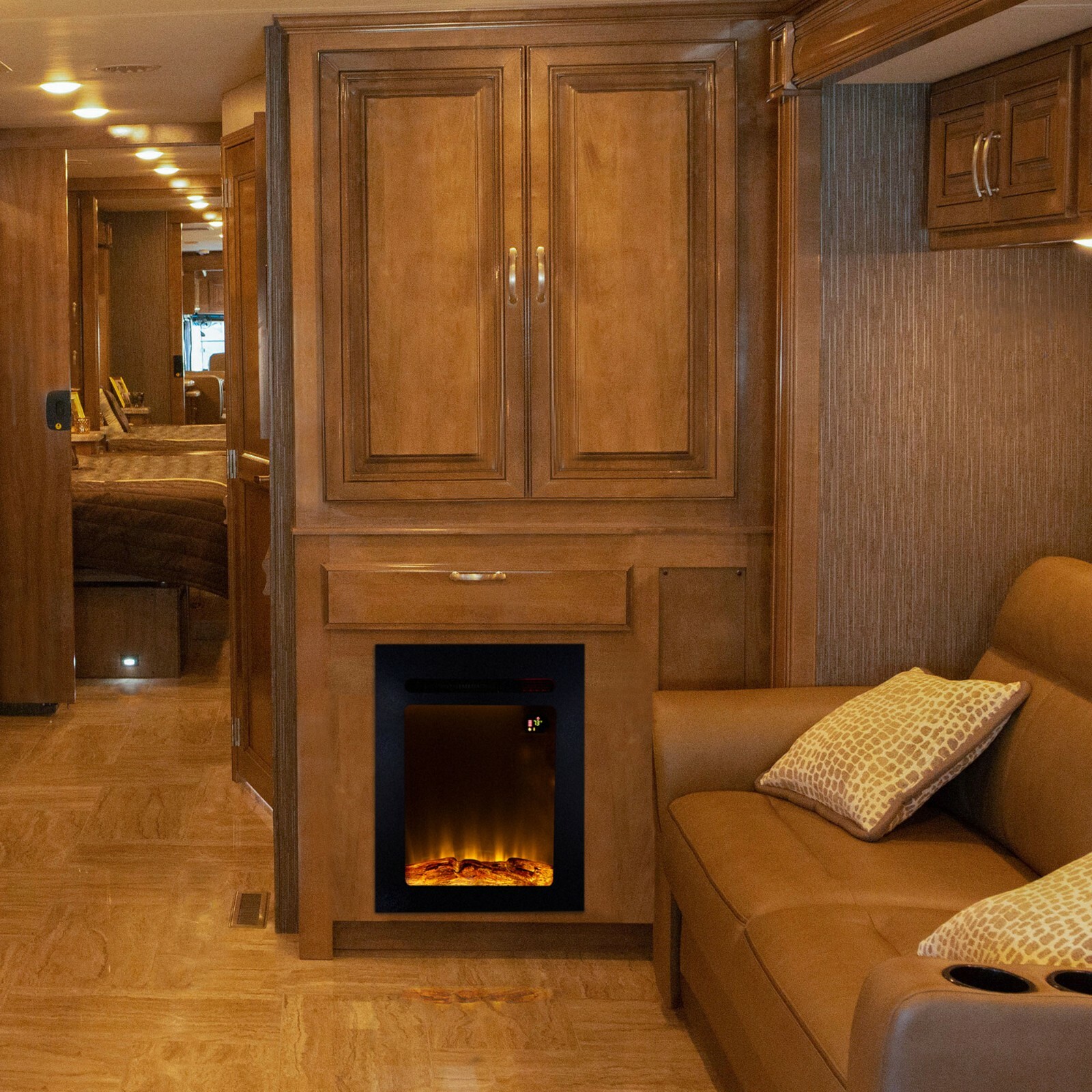 RV 18" Recessed Electric Fireplace Heater for Motor Home Camper Trailer Heating