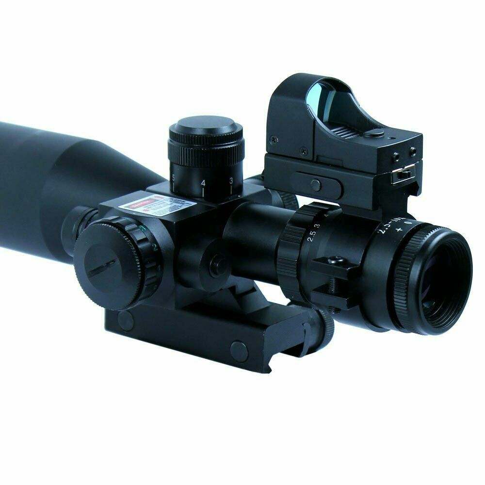 2.5-10X40 Rifle Scope with Red Laser & Mini Reflex 3 MOA Red Dot Sight