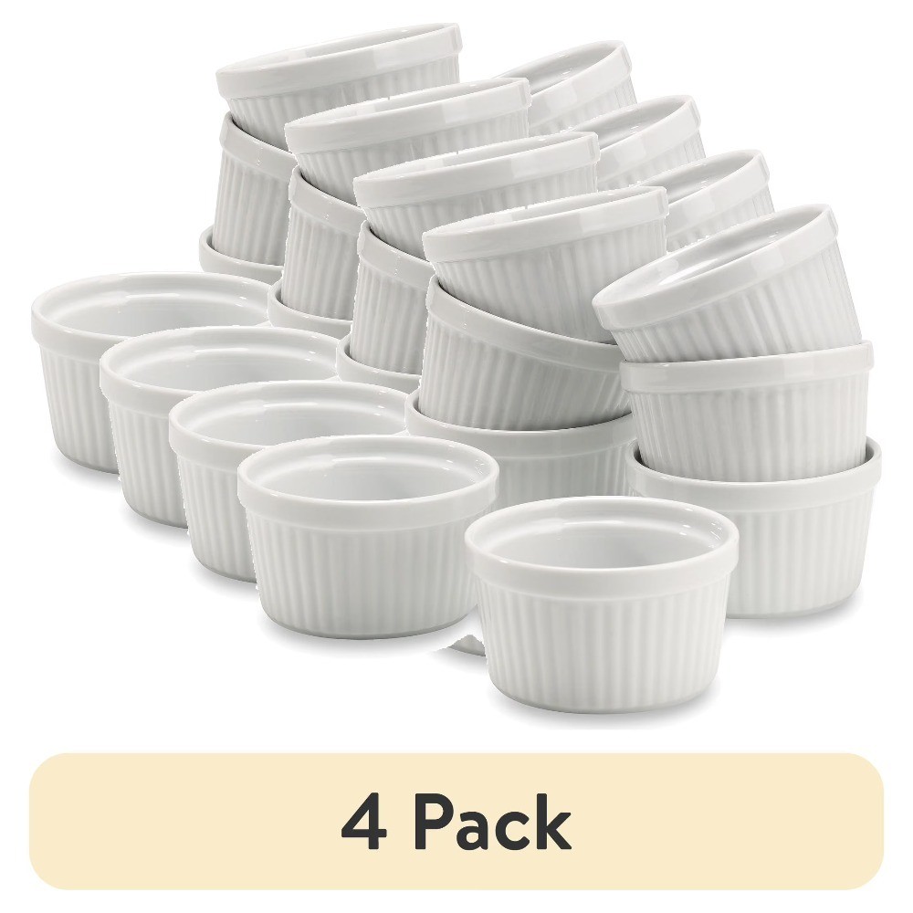 White Porcelain Ramekin 4-Pack 7-Ounce Baking Dish Set