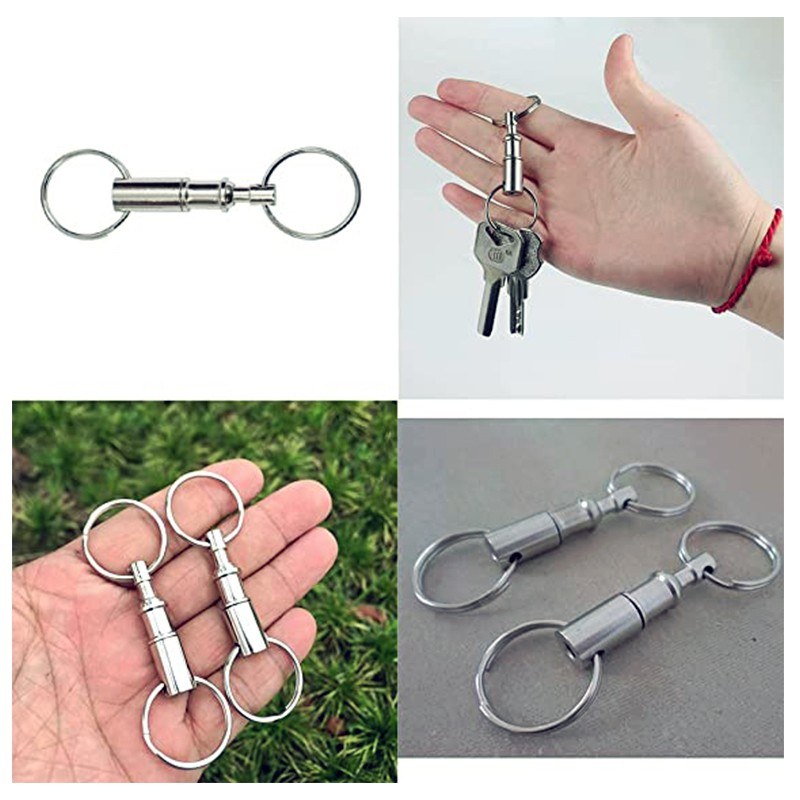 10Pcs Quick Release Detachable Keychain Pull Apart Snap Lock Dual Key Ring