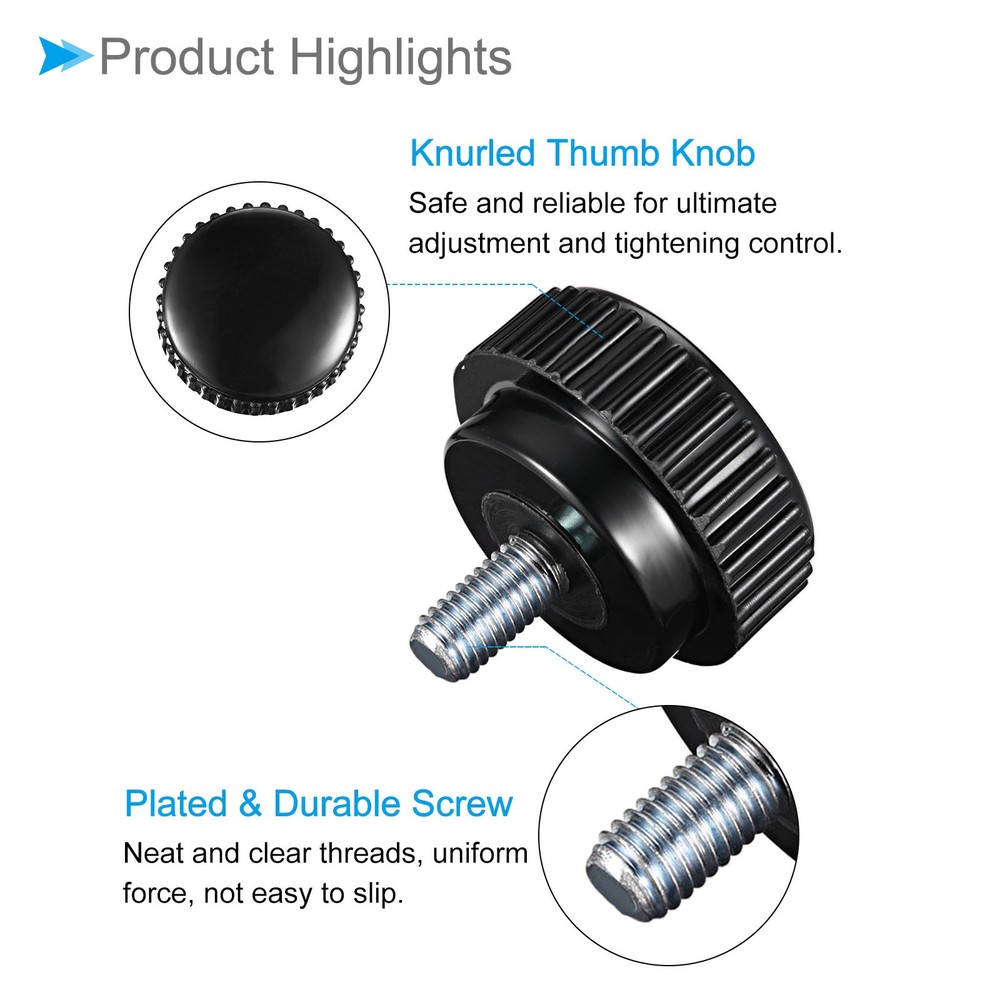 Knurled Clamping Knobs, M8 x 15mm Thread 32mm Head, Thumb Screw Bolt, 2-Pieces