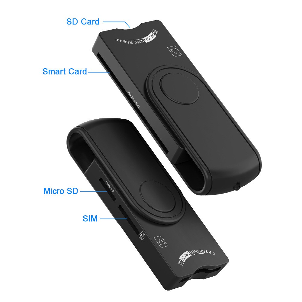 USB 3.0 2.0 Smart Card Reader Bank/SIM Memory Card Adapter Plug&Play