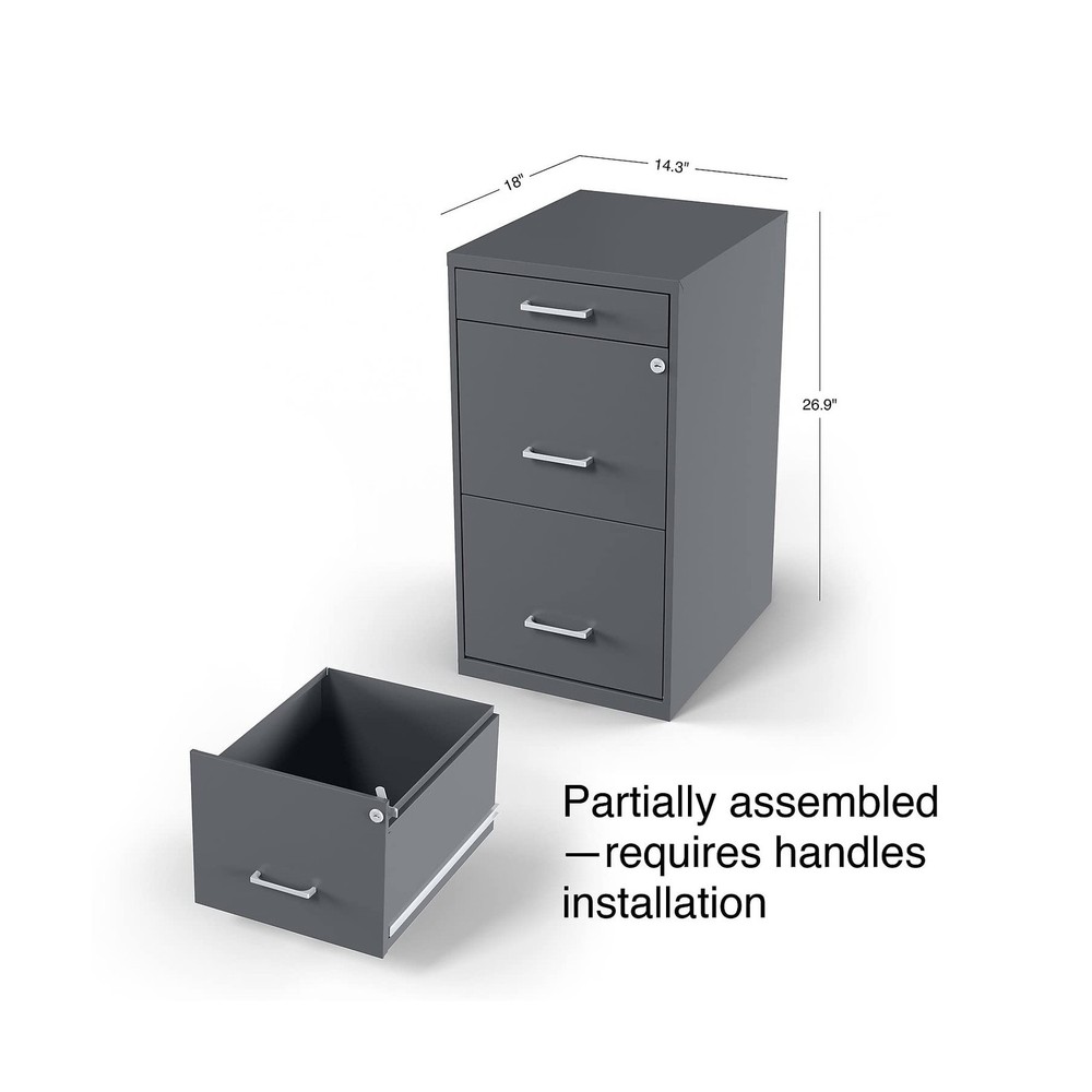 Staples 3-Drawer Vertical File Cabinet, Letter Size Documents, Lockable & Mob...