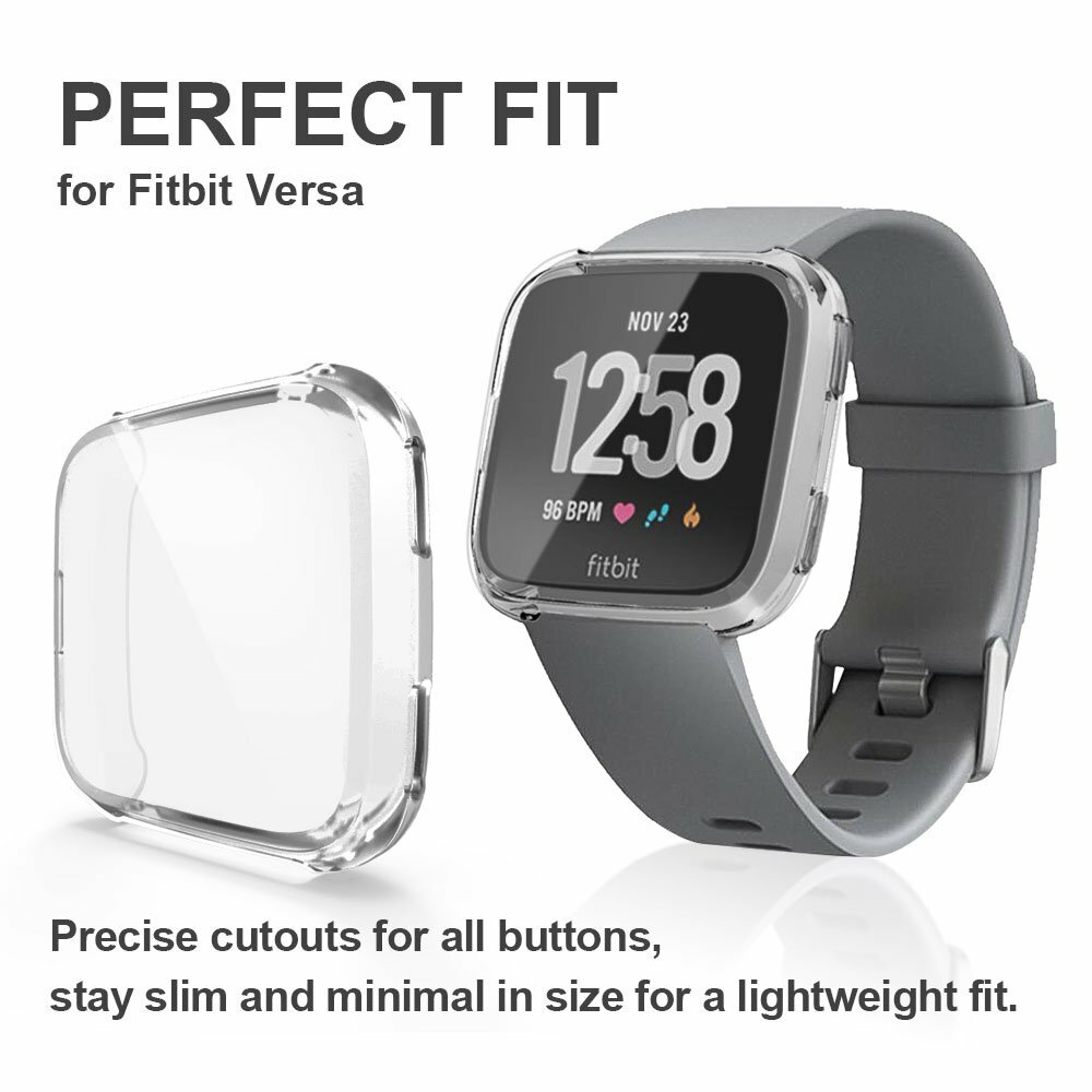Silicone Protective TPU Frame Cover Case with Screen Protector For Fitbit Versa