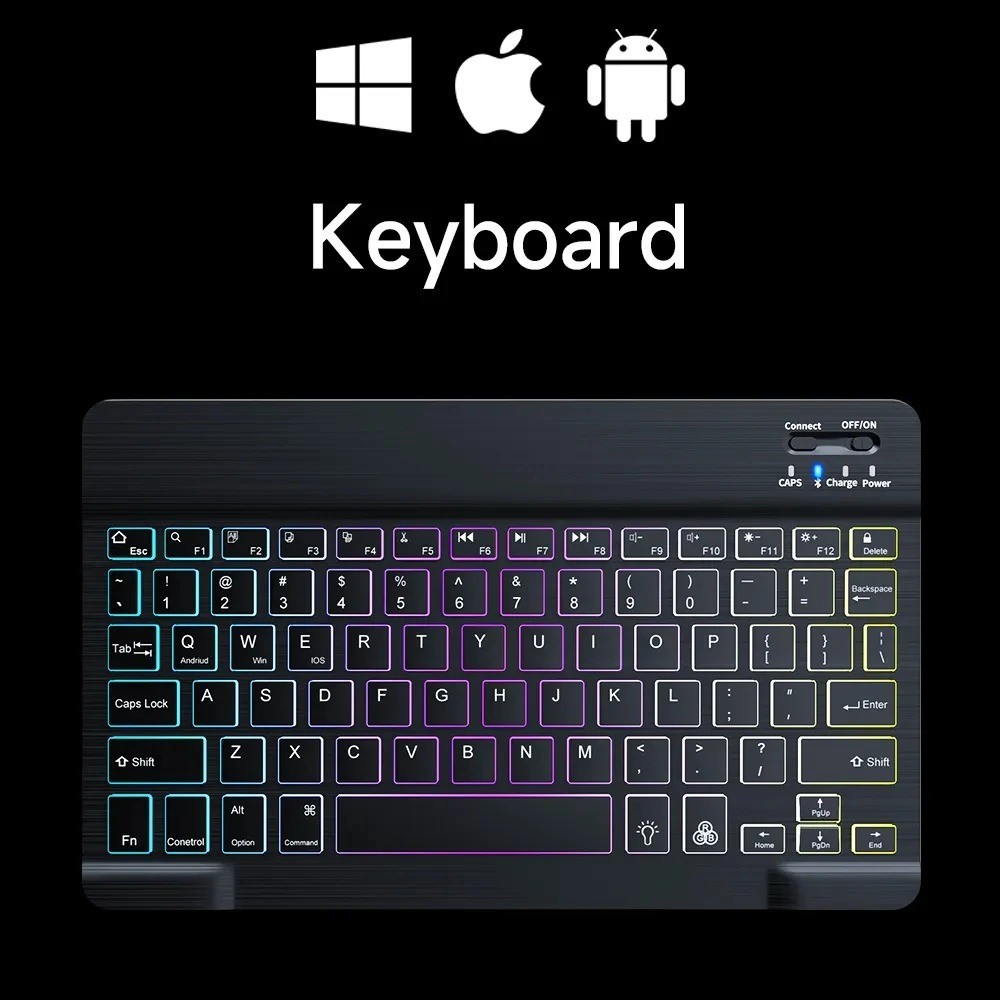 10inch RGB Backlit Rechargeable Bluetooth Keyboard Wireless Keyboard Bluetooth