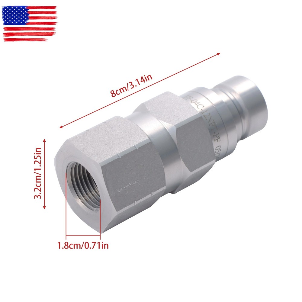 Flat Face Hydraulic Quick Connect Coupler Set, 1/2″ NPT Thread