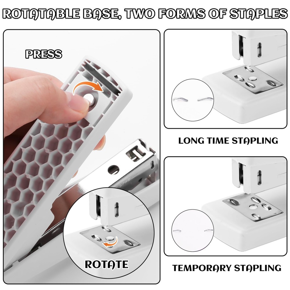 White Desk Accessory Kit Cute Office Supplies Set Desktop Stapler Set Include...
