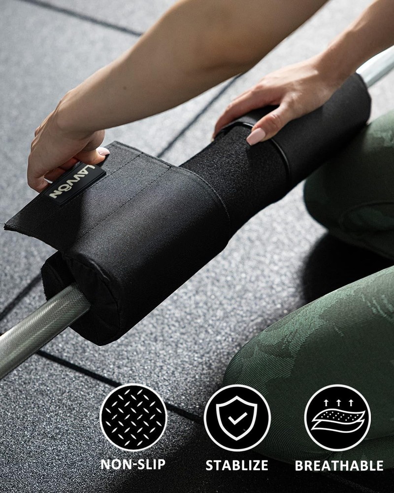 Barbell Squat Pad Nylon Padding AntiSlip- Thick Foam for Black