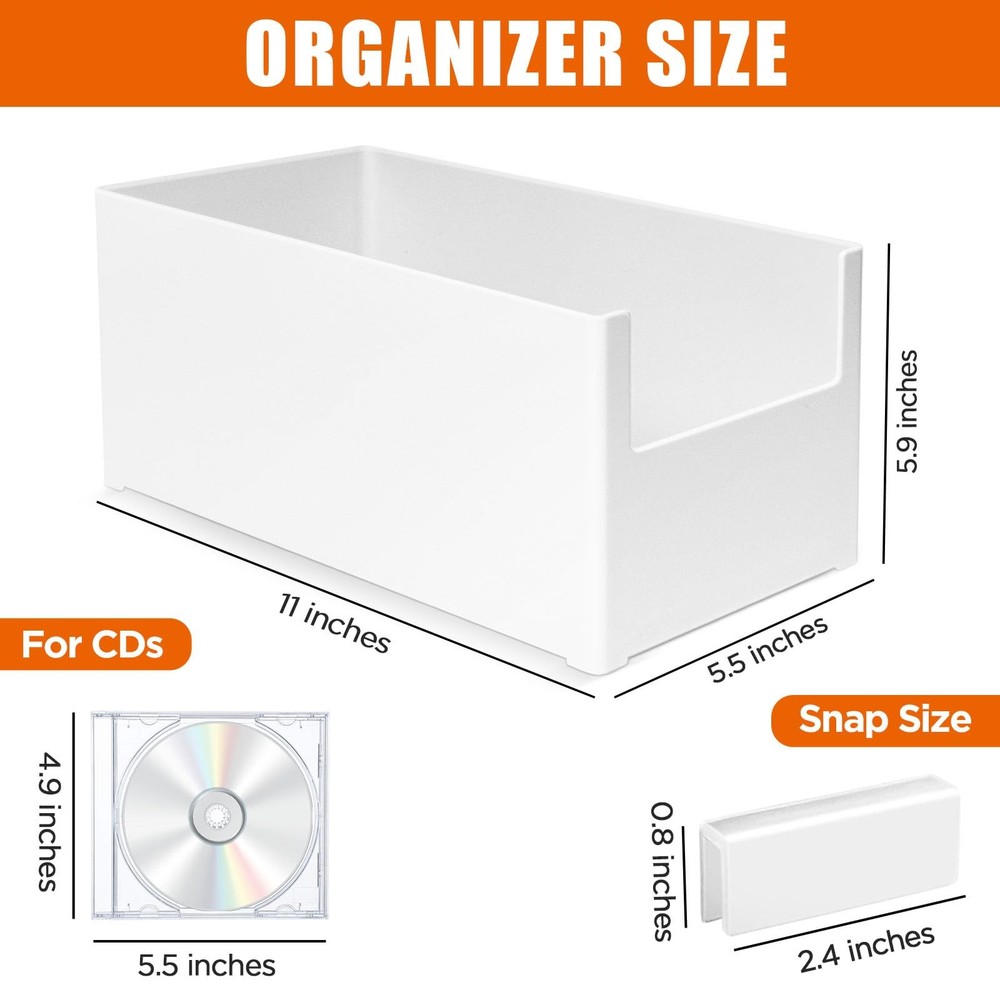 CD Storage Box Stackable Plastic CD Organizer Hold Up to 25 CDs CD Storage Ca...