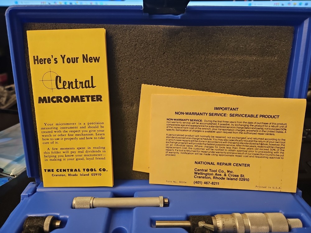 🛠️ Central Tools Multi-Anvil Outside Micrometer Set 0–4" with Standards & Case