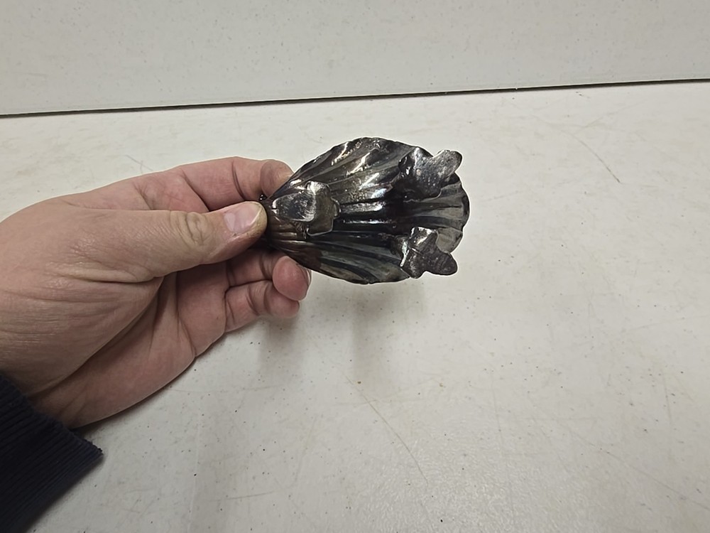Antique Victorian Scroll Handle Dolphin Footed Silver Shell Dish Salt Dip