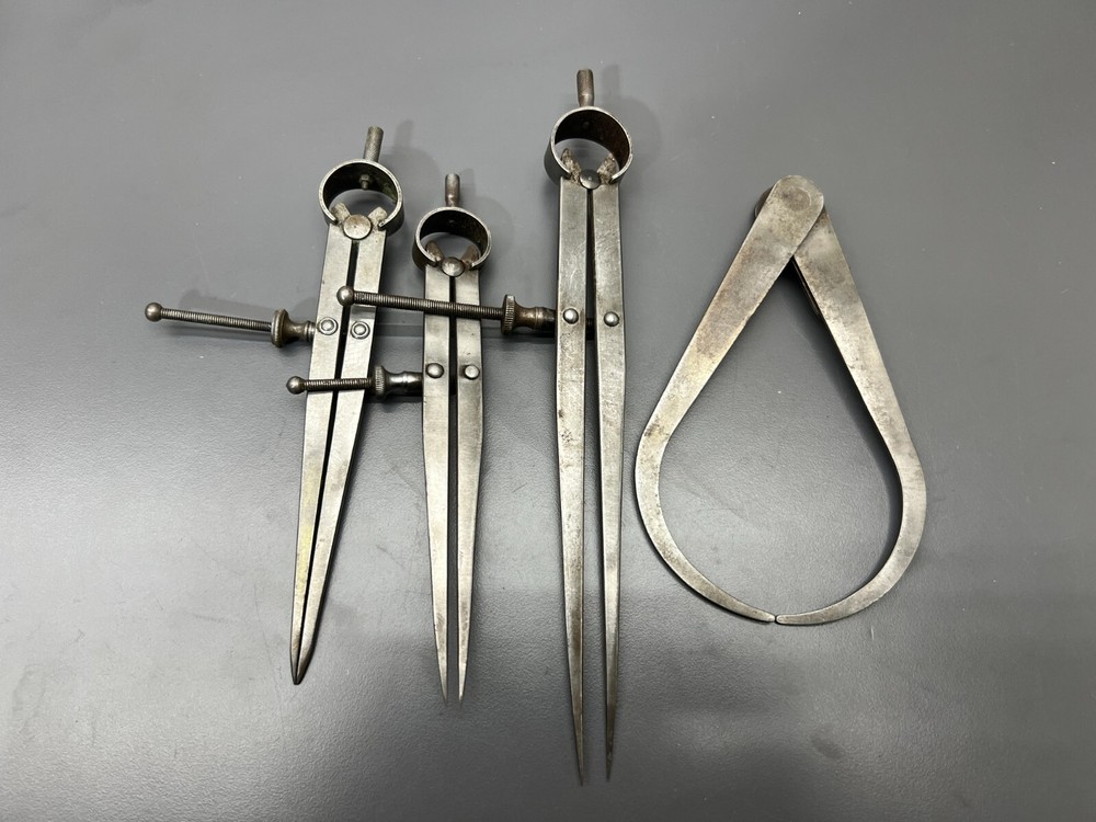 (G) VINTAGE 4PC DIVIDER CALIPER SET - MACHINIST - DRAFTSMAN - READ DESC