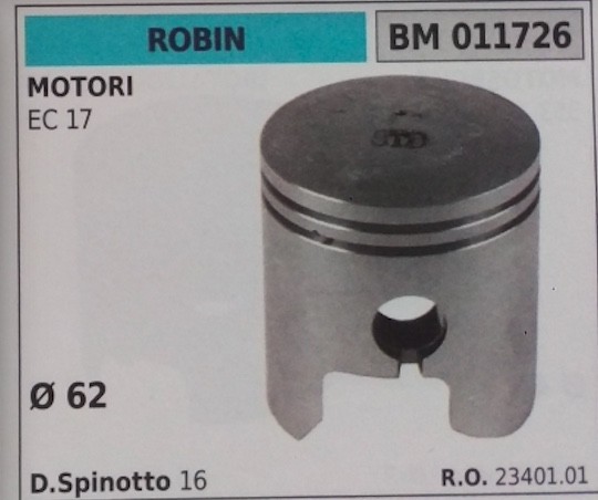 1062340101 Complete Piston Segments And Spin Engine Robin EC 17 Ø62