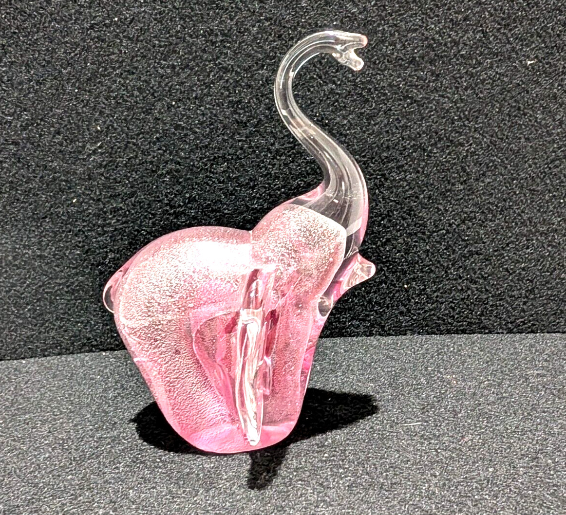 New glass elephant figurine Clear/ Pink