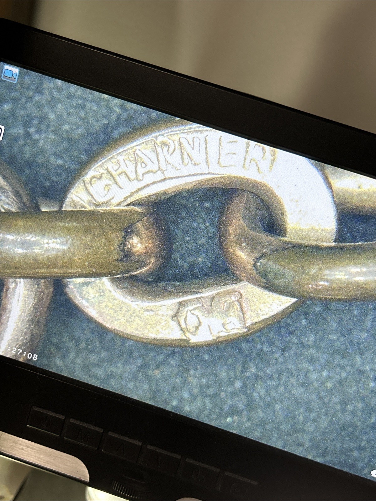 Vintage CHARNIER 1/10 Watch Chain Rose GF Abalone Carnelian Spinner GF Fob 11”