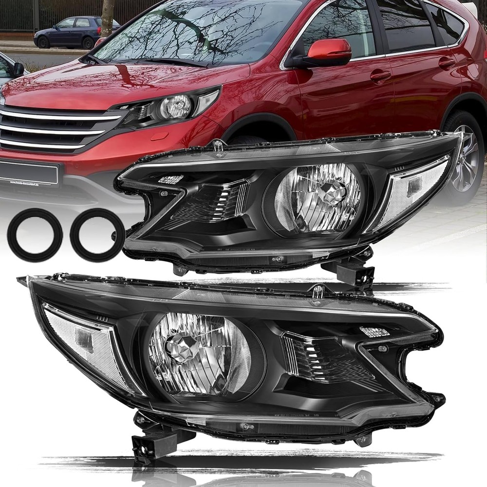Headlight Assembly Set Compatible with [Halogen Type] 2012-2014 Honda CRV OEM He